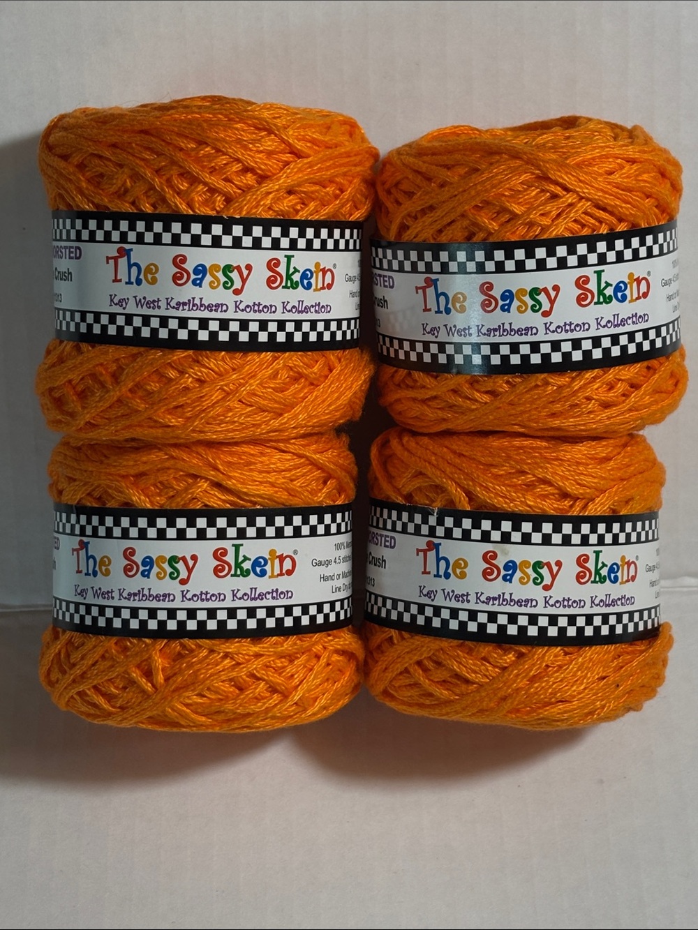 Bright Orange Cotton Yarn - 4-Pack